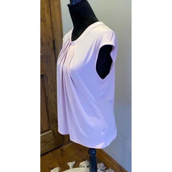 Liz Claiborne Blouse Sz Medium Sleeveless Top Dusty Rose Pleated Neckline Classy - Picture 3 of 10